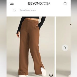 Beyond Yoga Brown Wide-Leg Track Pants